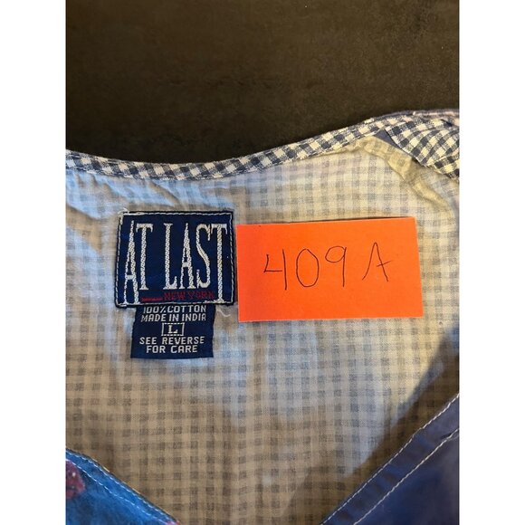 Vintage 80s 90s At Last Red White Blue Buttoned Sleeveless Patchwork Vest L - Picture 5 of 5